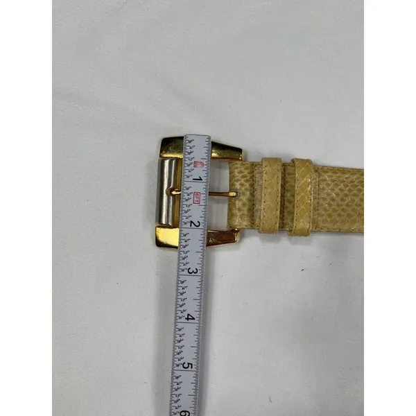 Dame Belt And Bag SKU 7929 Elegant Beige Snake Embossed Leather Belt Size L - Image 3