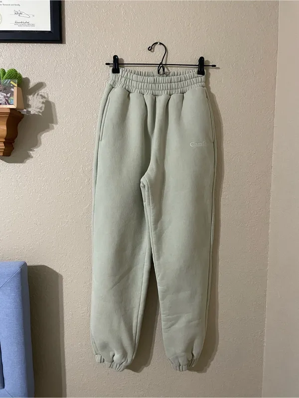 Comfrt Signature Pastel Sweatpants Size XS Green Tea Fleece Lined Light Green - Image 5