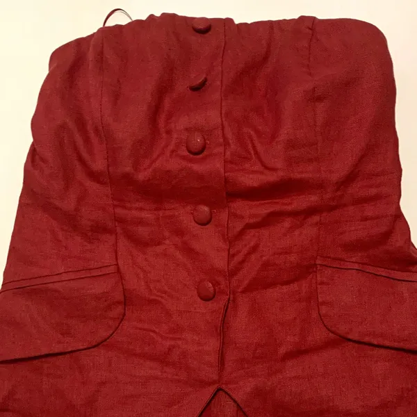 Olivia ceous top women’s red strapless 100% linen - Image 2