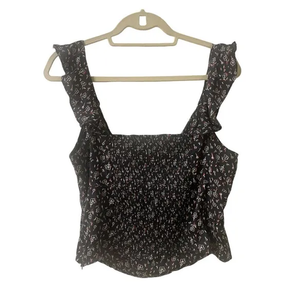 Free People cropped blouse ruffle straps sz XL - Image 2