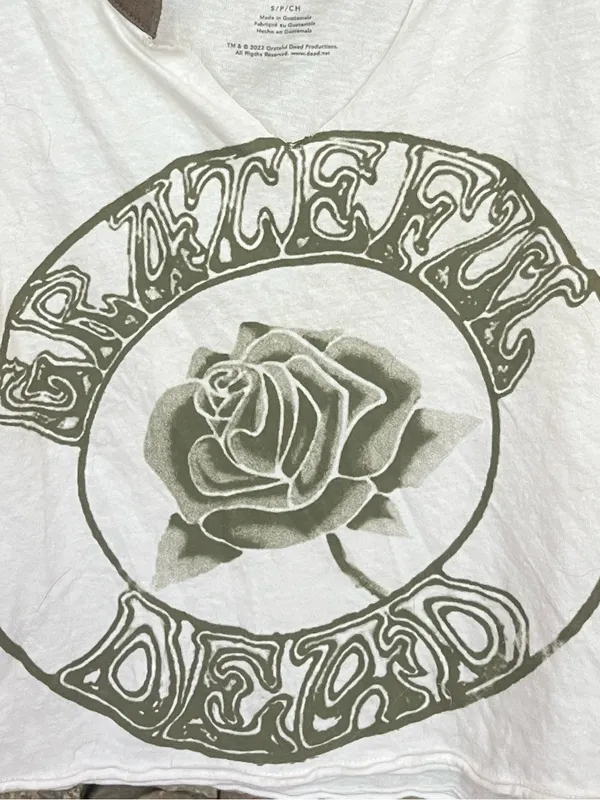 American Eagle Grateful Dead Crop Top Beach Lightweight White with Green - Image 2