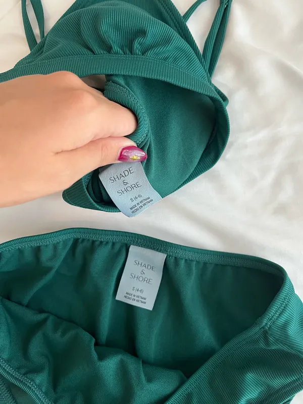 Dark green ribbed bikini set - Image 3