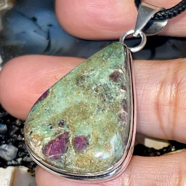 Ruby Fuchsite Crystal Pendant 2” Green - Image 2