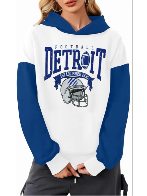 NEW Game Day Detroit Hoodie Football Graphic Pullover Sweatshirt M - Image 2