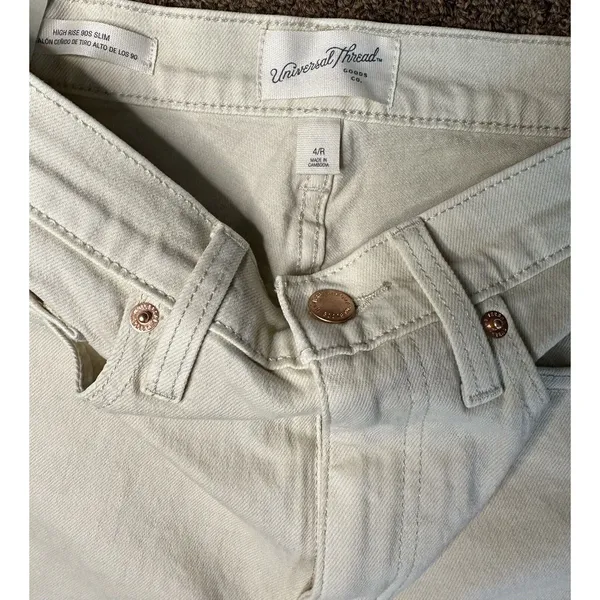 Women's High-Rise‎ 90's Vintage Straight Jeans - Universal Thread Beige SZ 4R - Image 3