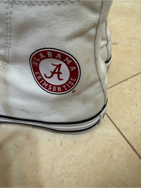 University of Alabama Crimson Tide White High-Top Converse Sneakers 7.5 - Flaw - Image 6