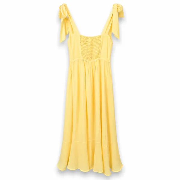 NEW Lulus Summer Invite Yellow Chiffon Tie-Strap Tiered A-Line Midi Dress Small - Image 7