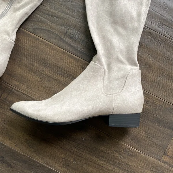 DKNY Over-the-Knee Boots Womens Sz 8 Grey Faux Suede Pointed Toe - Image 2