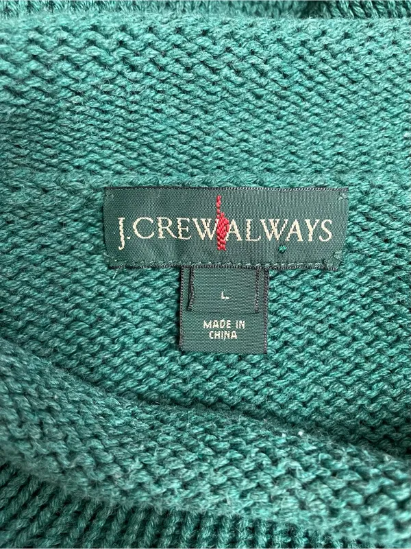 J. Crew Always The 1988 Rollneck Sweater L Emerald Green Cotton Heritage Preppy - Image 8