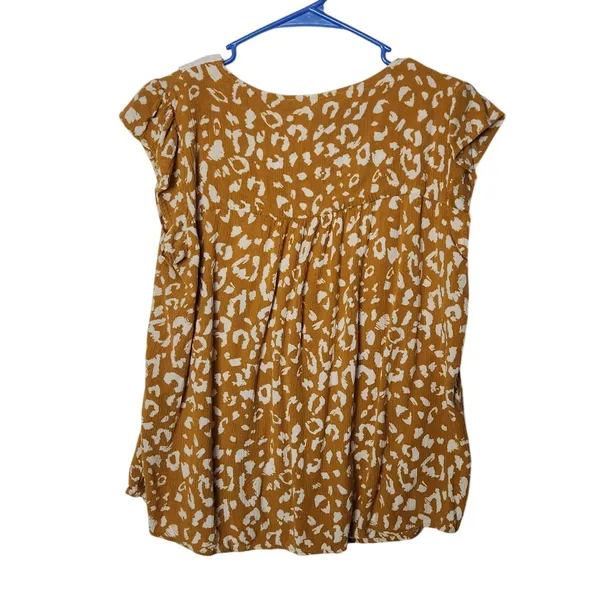 Savanna Jane Yellow Leopard Animal Print Embroidered Floral Blouse Top Sze Large - Image 2