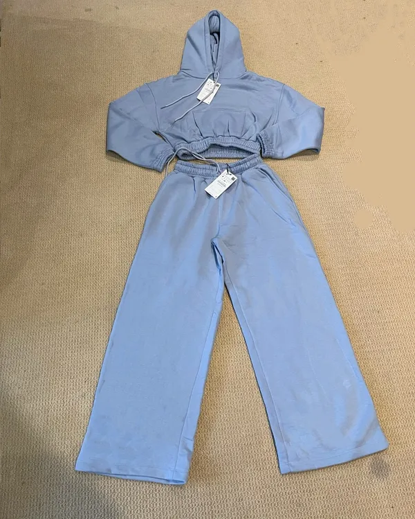 ZARA Sweatsuit Set With Hoodie And Wide Leg Size S - Image 2