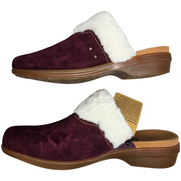 Waco Shoe Company Northridge Cozy Women's Burgundy Suede Shearling‎ Clogs 10B - Image 7