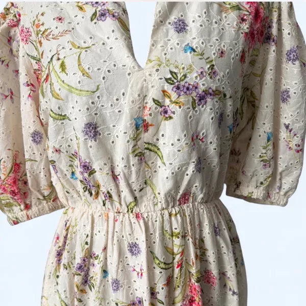 Tolani Floral Eyelet Midi Dress XS | 100% Cotton | NWT - Image 4