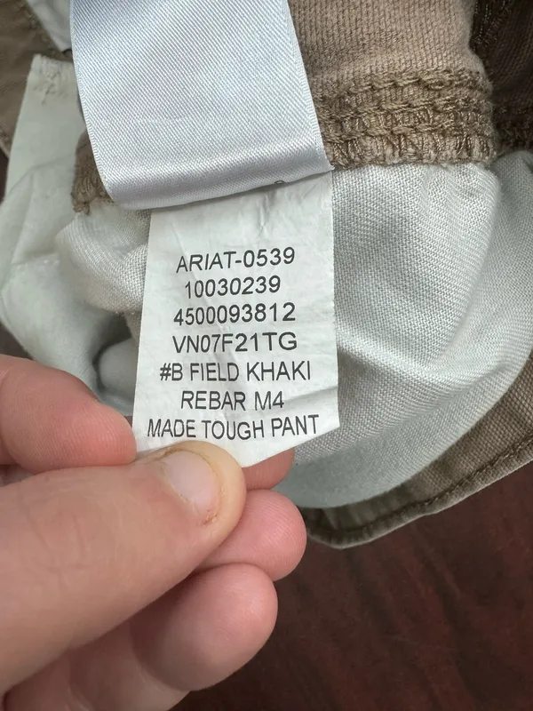 Ariat Rebar M4 Mens Relaxed Straight Pants in Field Khaki Size 40/34 - Image 8