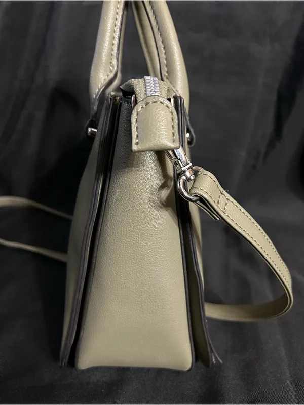 Nine West Olive Green Leather Multi-Pocket Satchel Shoulder Bag Handbag Purse - Image 8