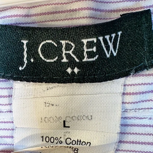J. Crew Womens Purple White Micro Stripe Cotton Button Down Shirt Size L - Image 3