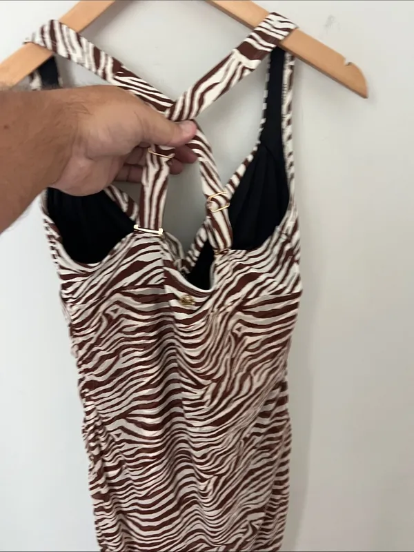 Shapellx women’s one piece brown white animal print swimsuit with skirt sz XL 🔴 - Image 3