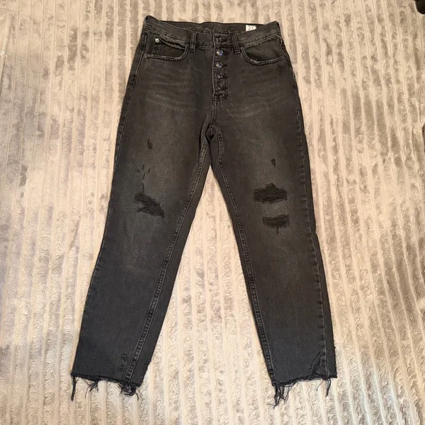 We The Free‎ Free People High Rise Button Fly Distressed Straight Leg Jeans 27 - Image 2