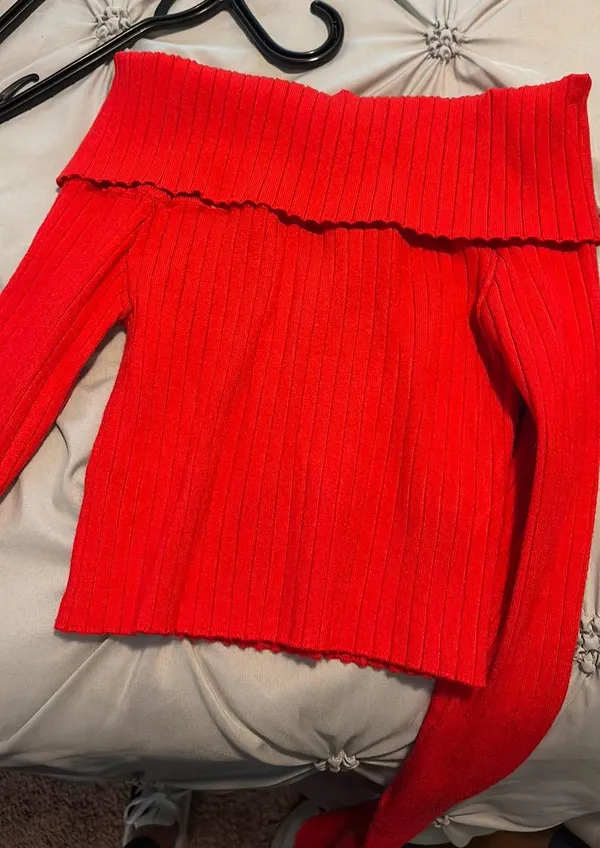 Forever 21 Red Off The Shoulder Sweater - Image 2