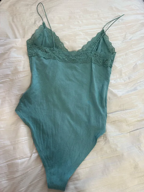 Forever 21 Teal Button Up Lace Bodysuit - Image 3