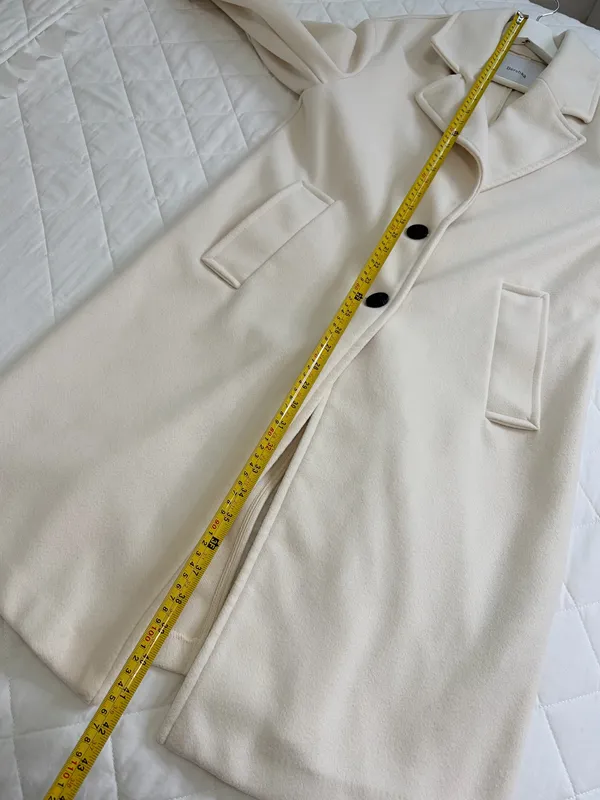 Bershka Ivory Long Coat Quiet Luxury Minimalist Old Money Tailored Classic Size S - Image 6
