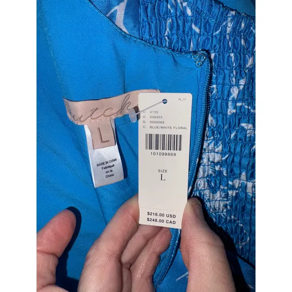 NWT Hutch Anthropologie Sleeveless Back-Bow Basque-Waist Mini Dress Blue Size L‎ - Image 7