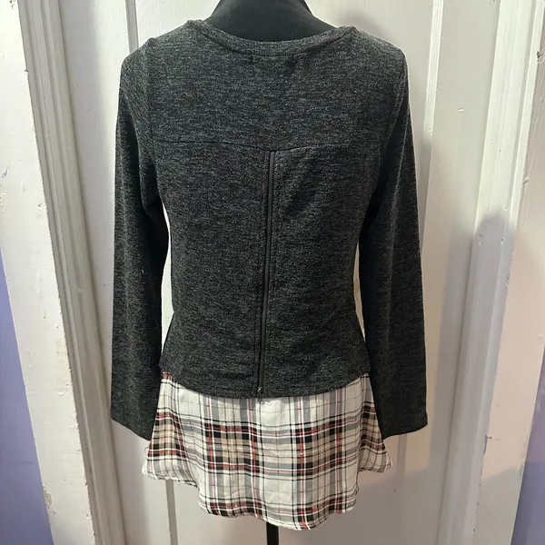Altar'd State Grey Long Sleeve‎ with Plaid Accent in S - Image 2