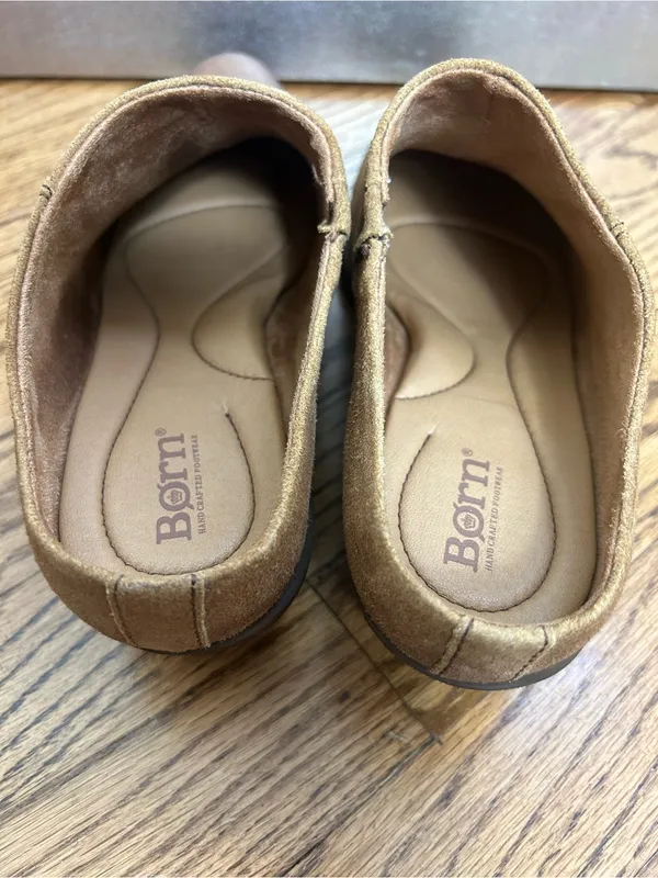 BORN Starr Tan Distressed Leather Slip On Mules Clogs Size 10 - Image 7