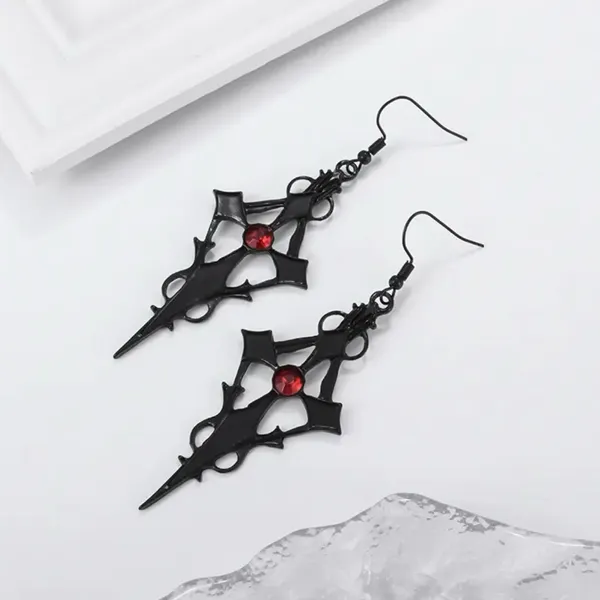Retro Style Gothic Black Cross Earrings Funky Vintage Style Faux Fashion Jewelr - Image 9