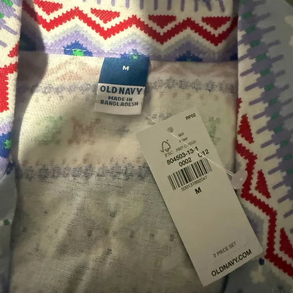 Old Navy Christmas Pajama Set Womens Medium Fair Isle Holiday Button Down PJ - Image 4