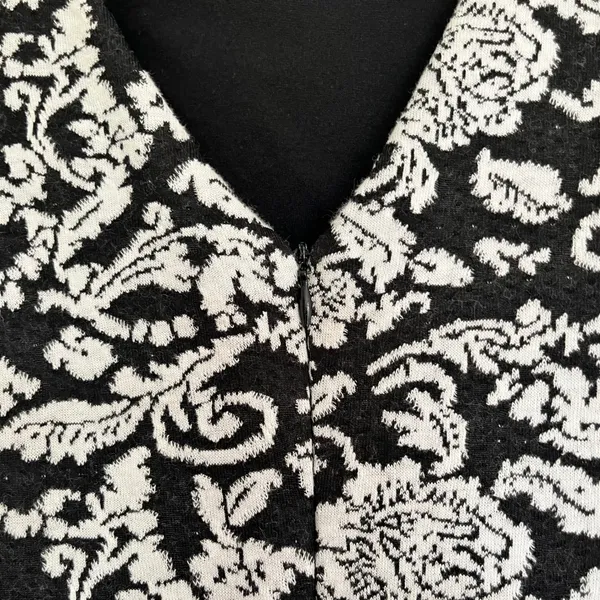 Ark & Co Black White Floral Damask Jacquard A-Line Mini Dress Size‎ M 3/4 Sleeve - Image 11