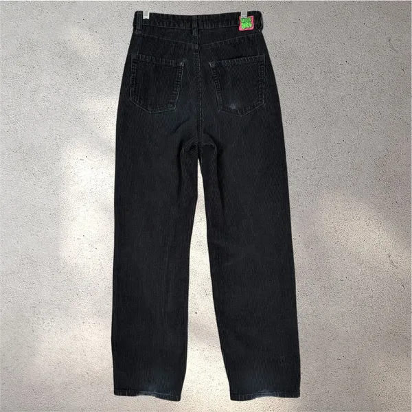 Empyre Tori Black Corduroy Pants Size 0 High Rise Straight Leg Y2K Skater Retro - Image 2