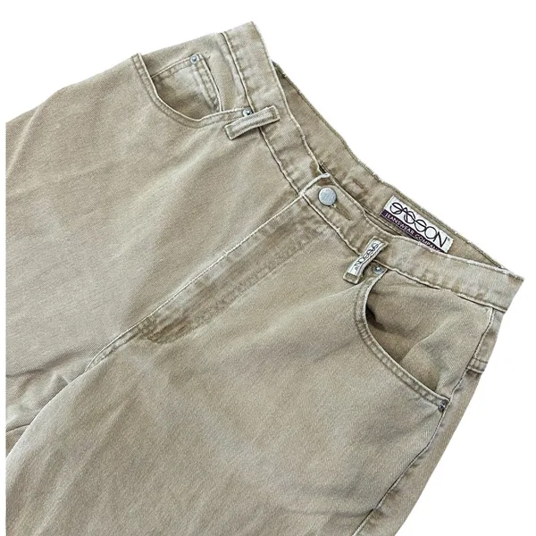 Vintage Sasson High Waisted Tapered Leg Jeans Tan Khaki Denim 31x31 Mom Jeans - Image 2