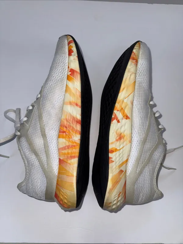 Reebok White Running Sneakers with Orange Yellow Marble Midsole - Image 9