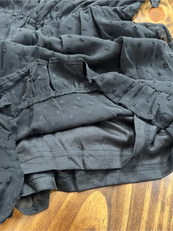 Lulus Frilled to Bits Black Swiss Dot Off-the-Shoulder Romper Size Small NWT - Image 14