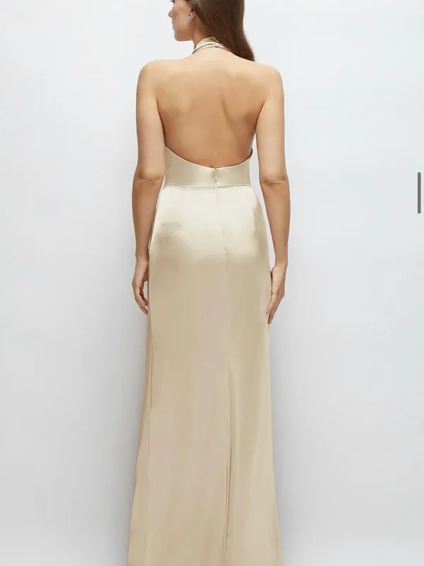 Bella Bridesmaids Dessy Group Cowl Neck Bridesmaid Dress in Champagne - Image 2