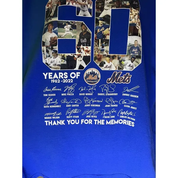 New York Mets Shirt Womens XL Blue MLB Baseball 60 Years Anniversary Gildan Tee - Image 6