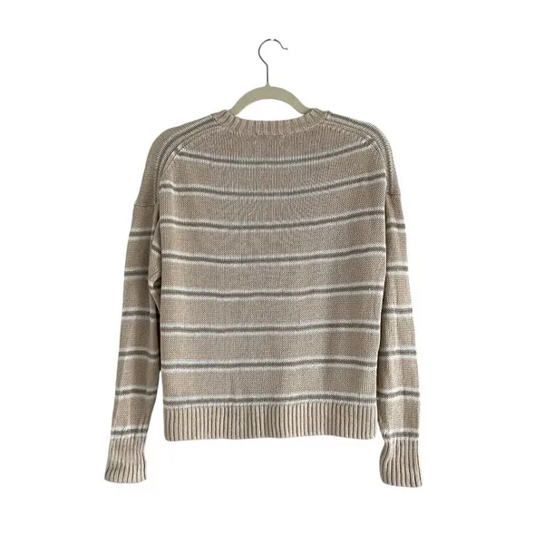 Madewell Linen Drop-Shoulder Sweater Heather Oat Multi Stripe Size Small Coastal - Image 4