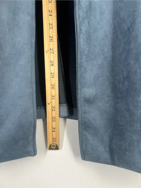 Magaschoni Dusty Blue Faux Suede Open Front Moto Jacket XL - Image 12