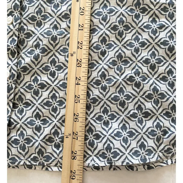 Zara Linen Blouse 3/4 Sleeve Button Front Print Shirt Womens Chic Top Sz L - Image 7
