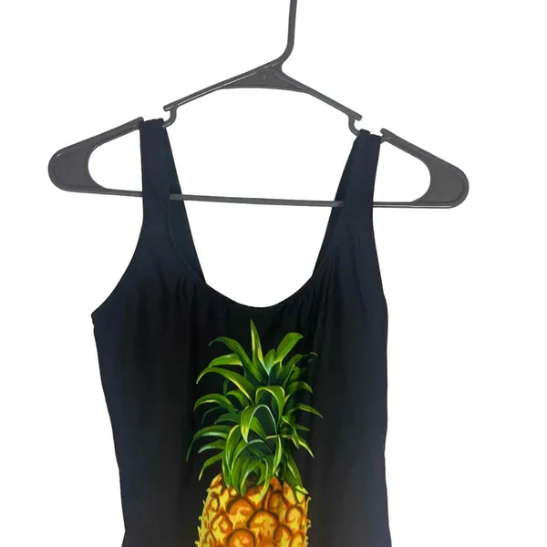 California Sunshine‎ Women's Size Medium Pineapple Print Black Swimsuit - Image 3