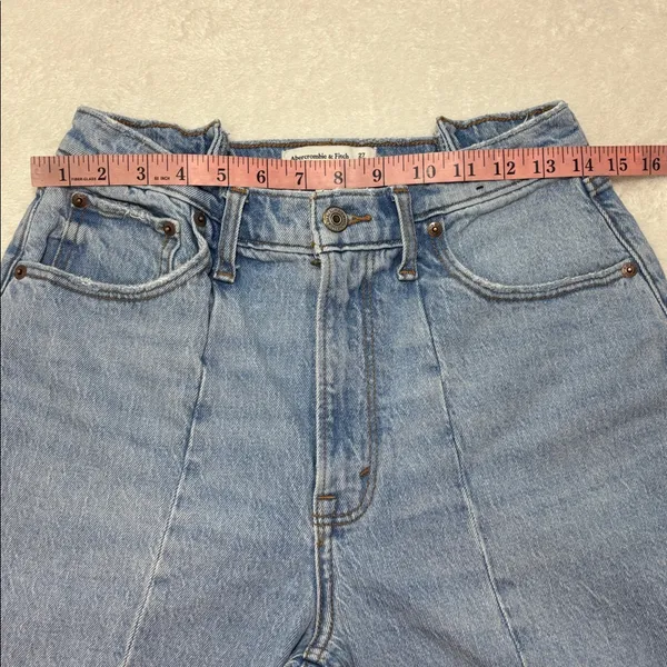 Abercrombie & Fitch High Rise The 90s Light Blue Jeans Curve love‎ Size 27 /4R - Image 7