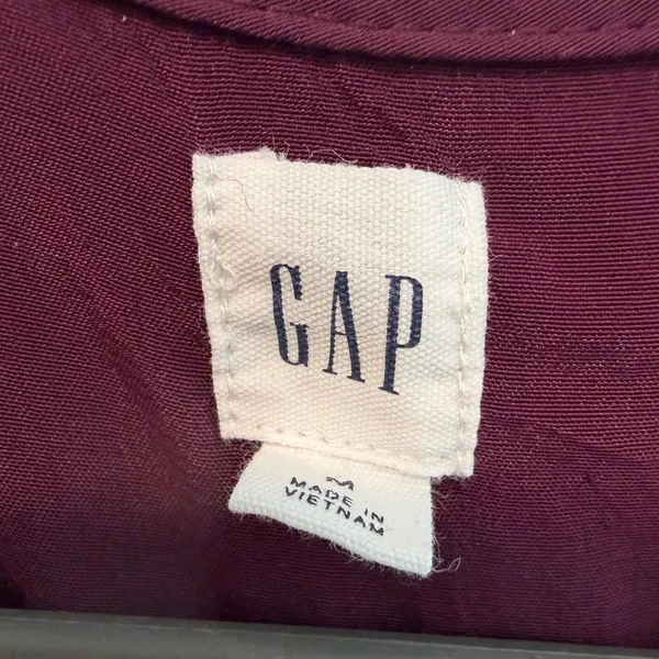 GAP Women's Medium Burgundy Sleeveless Button Front Midi Dress Tie Waist - Image 4