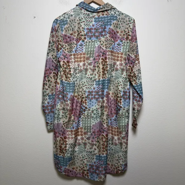 Roller Rabbit Women Cotton Silk Shirt Dress S‎ Multi Patchwork Floral Artsy Boho - Image 7