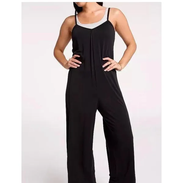 CALIA Sandwash Jumpsuit XS Black Sleeveless Wide Leg Tie Back‎ NWT Soft Lounge - Image 3