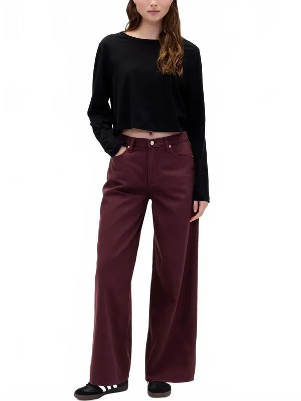 Gap Mid Rise UltraSoft Baggy Jeans NWT Bordeaux Purple 25R - Image 3