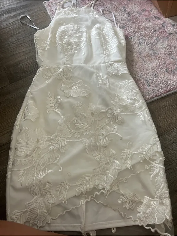 Lulus White In The Moment Floral Embroidered Mini Dress xs - Image 13