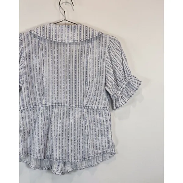 Anthropologie Pilcro Womens Top Blue The Keira Waisted Tuxedo Front Blouse XS - Image 10