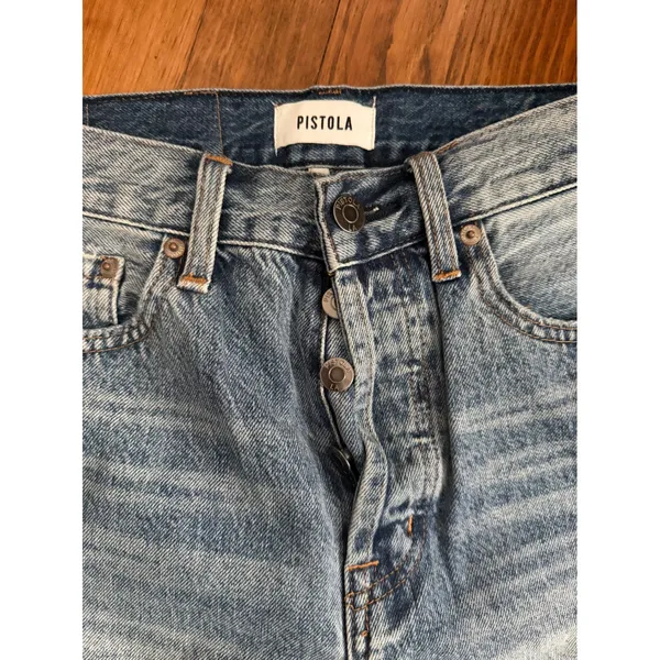 Pistola High Rise Straight Leg Distressed Jeans Light Wash Size 25 - Image 2