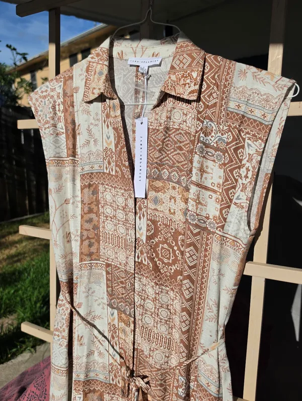 NWT Jane + Delancey Linen Blend Western Print Style Midi Dress Small - Image 4